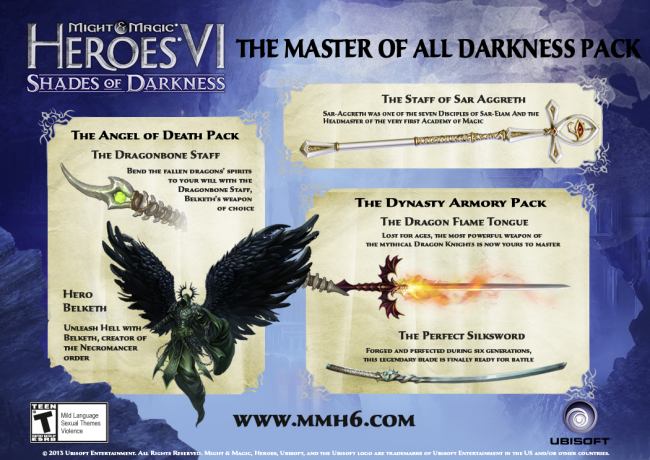 Might & Magic Heroes VI: Shades of Darkness and the Complete Edition are scheduled for release on the 28th of February 2013.