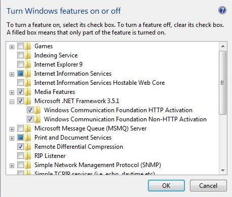 NET Framework 3.5 SP1, as well as the folders inside are checked. Turn windows features B []